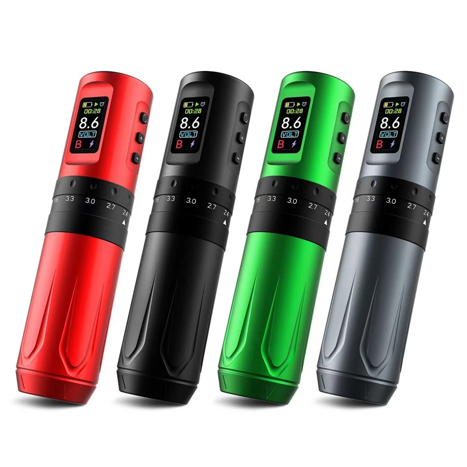 Macchina con pistola da tatuaggio wireless con due batterie